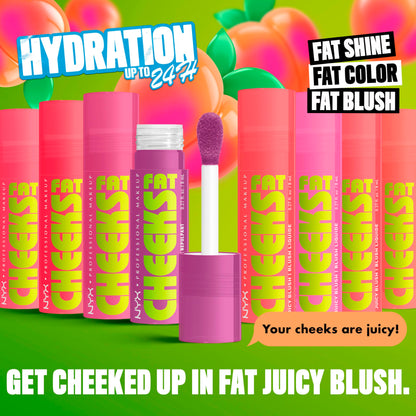NYX PROFESSIONAL MAKEUP Fat Cheeks Liquid Blush, Buildable, Dewy Blush with Long-Lasting 12HR Wear - Fig Fizz (Soft Peach)