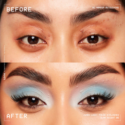 NYX PROFESSIONAL MAKEUP Jumbo Lash! Vegan False Eyelashes, Up to 12HR Wear, Reusable Fake Lashes - Glam Accent