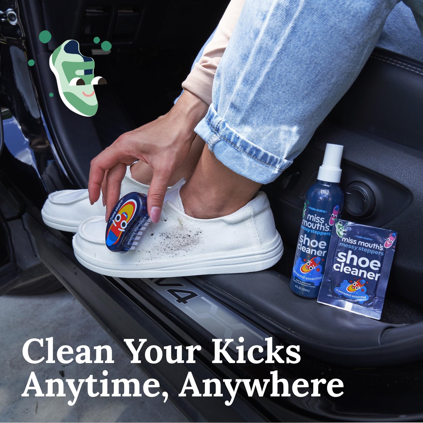 Miss Mouth's Messy Steppers Shoe Cleaner Brush - Remove Dirt, Grass, Scuffs from Rubber, Canvas, and Leather from the makers of Miss Mouth's Messy Eater Stain Treater