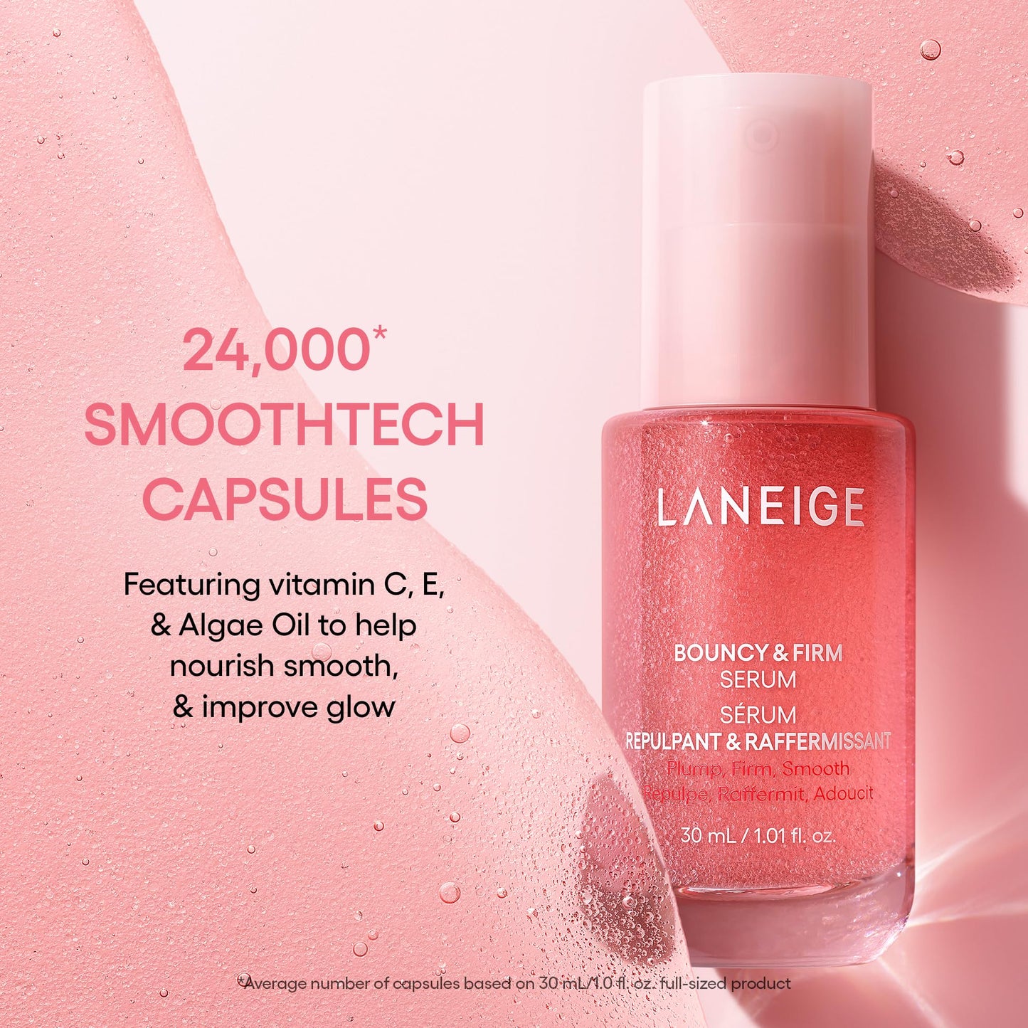 LANEIGE Bouncy & Firm Serum: Korean Slow Aging Collagen Serum with Peptides for Plumping, Firming, & Hydrating