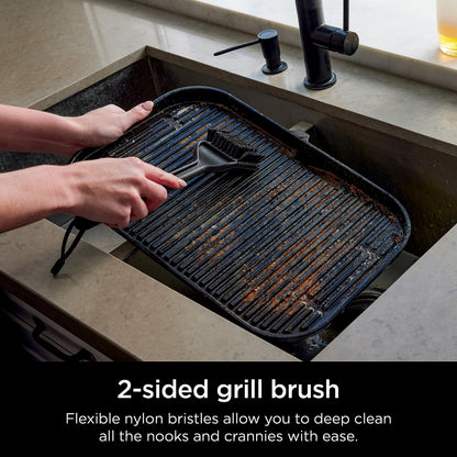 Ninja XSKBRUSHXL Woodfire Outdoor Grill Cleaning Brush, Compatible with All Ninja Woodfire Outdoor Grills (OG700, OG800, and OG900 Series), Non-Scratch, Heat Resistant, Scraper Tool, Black