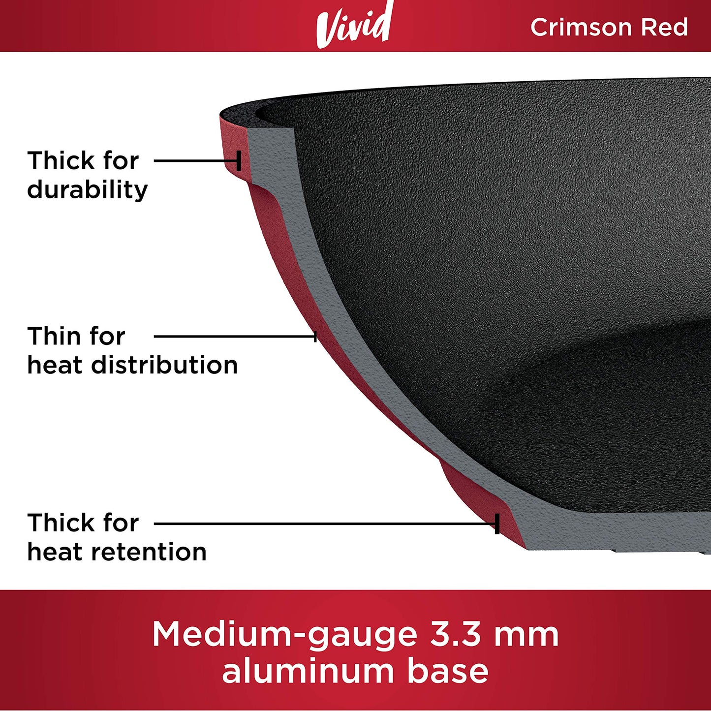 Ninja C20225 Foodi NeverStick Vivid 2.5-Quart Saucepan with Glass Lid, Nonstick, Durable & Oven Safe To 400°F, Cool-Touch Handles, Crimson Red