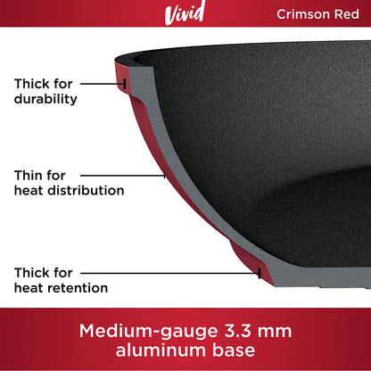 Ninja C20225 Foodi NeverStick Vivid 2.5-Quart Saucepan with Glass Lid, Nonstick, Durable & Oven Safe To 400°F, Cool-Touch Handles, Crimson Red