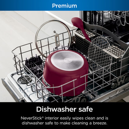 Ninja CW202RD Foodi NeverStick PossiblePot, Premium Set with 7-Quart Capacity Pot, Roasting Rack, Glass Lid & Integrated Spoon, Nonstick, Durable & Oven Safe to 500°F, Cherry Tart