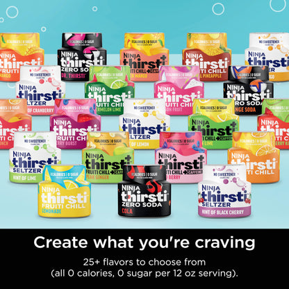 Ninja Thirsti Drink System, Soda Maker, Create Unique Sparkling & Still Drinks, Personalize Size & Flavor, Carbonated Water Machine, 60L CO2 Cylinder & Variety of Flavored Water Drops, Gray WC999AMZ