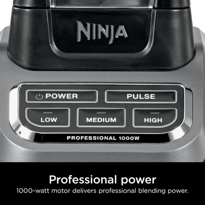 Ninja Professional Blender 1000W, Total Crushing Technology for Smoothies, Ice Crushing & Frozen Fruit, Full-Size Countertop Blender, 72-oz. Pitcher, Black & Grey, BL610