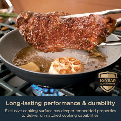 Ninja Ceramic Pro 10.25" Fry Pan, Non-Stick Pan, PTFE Free, Ceramic Coated, Stainless Steel Handle, Stove to Oven Safe to 660°F, All Stovetops & Induction Compatible, Midnight Blue, CW30026MM