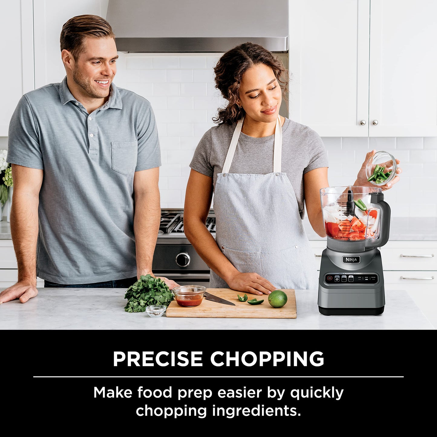 Ninja Professional Plus Chopper Food Processor 850-Watts With Auto-iQ Preset Programs Chop Puree Dough Slice Shred With a 9-Cup Capacity and a Silver Stainless Finish (BN600C) - Canadian Version