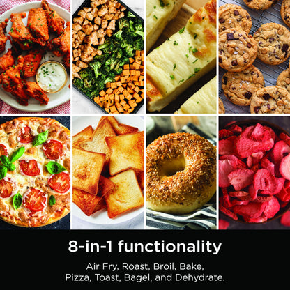 Ninja Flip Toaster Oven & Air Fryer, 8-in-1 Functionality, Flip Up for Storage Space, Large Capacity, Air Fry Basket, Wire Rack, Sheet Pan, Removable Crumb Tray, Stainless, 1800 Watts, SP151 (Renewed)