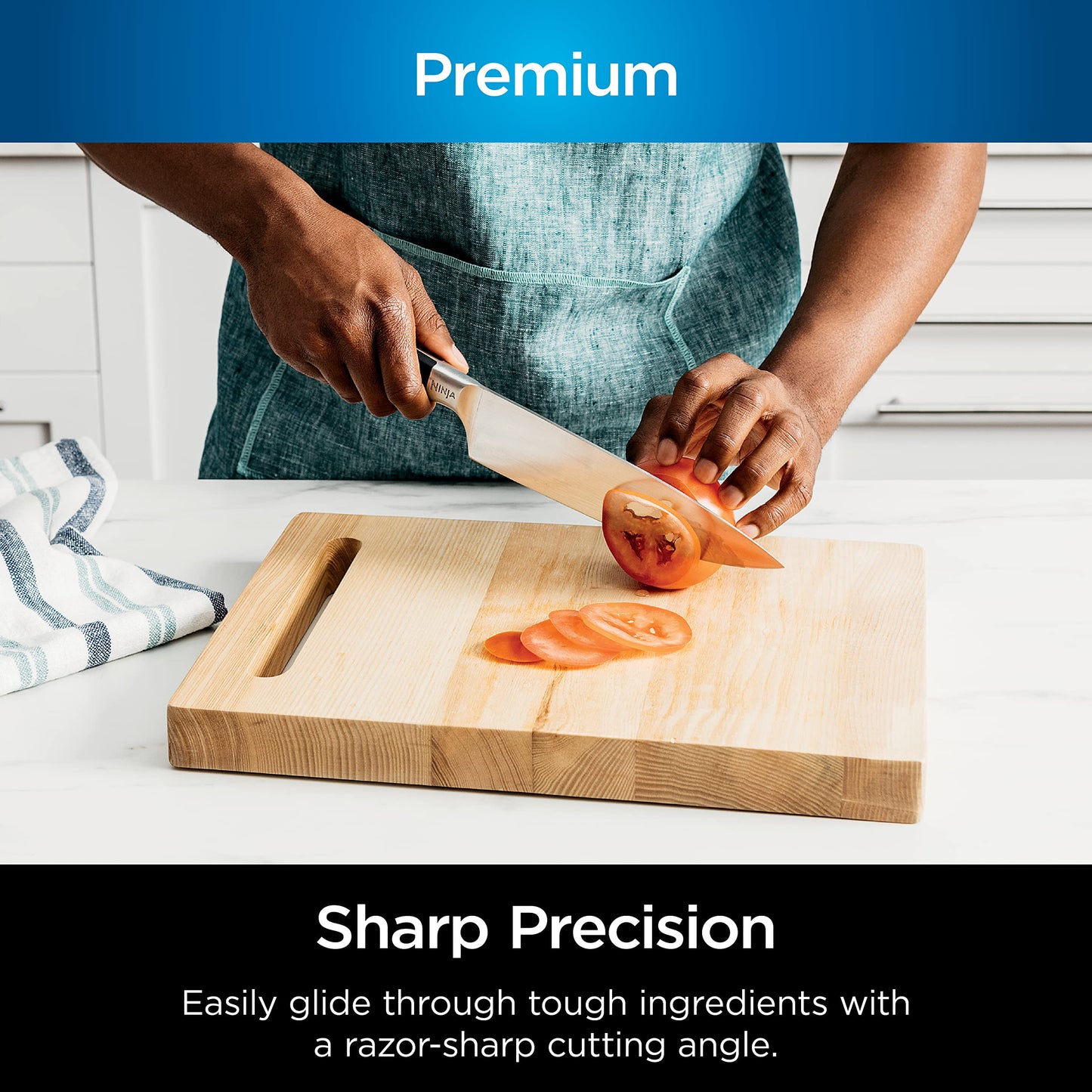 Ninja K32502 Foodi NeverDull System Chef Knife & Knife Sharpener Set, Premium, German Stainless Steel, Black