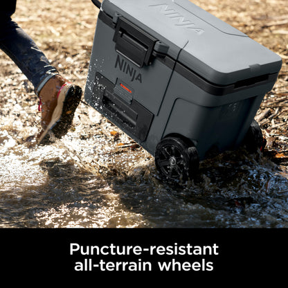 Ninja | Cooler | FrostVault 45QT Cooler with Wheels | Insulated with Temp Dry Storage Drawer | Keeps Ice Cold for Days | for The Beach, Camping, Picnics & More | Grey | FB245CG