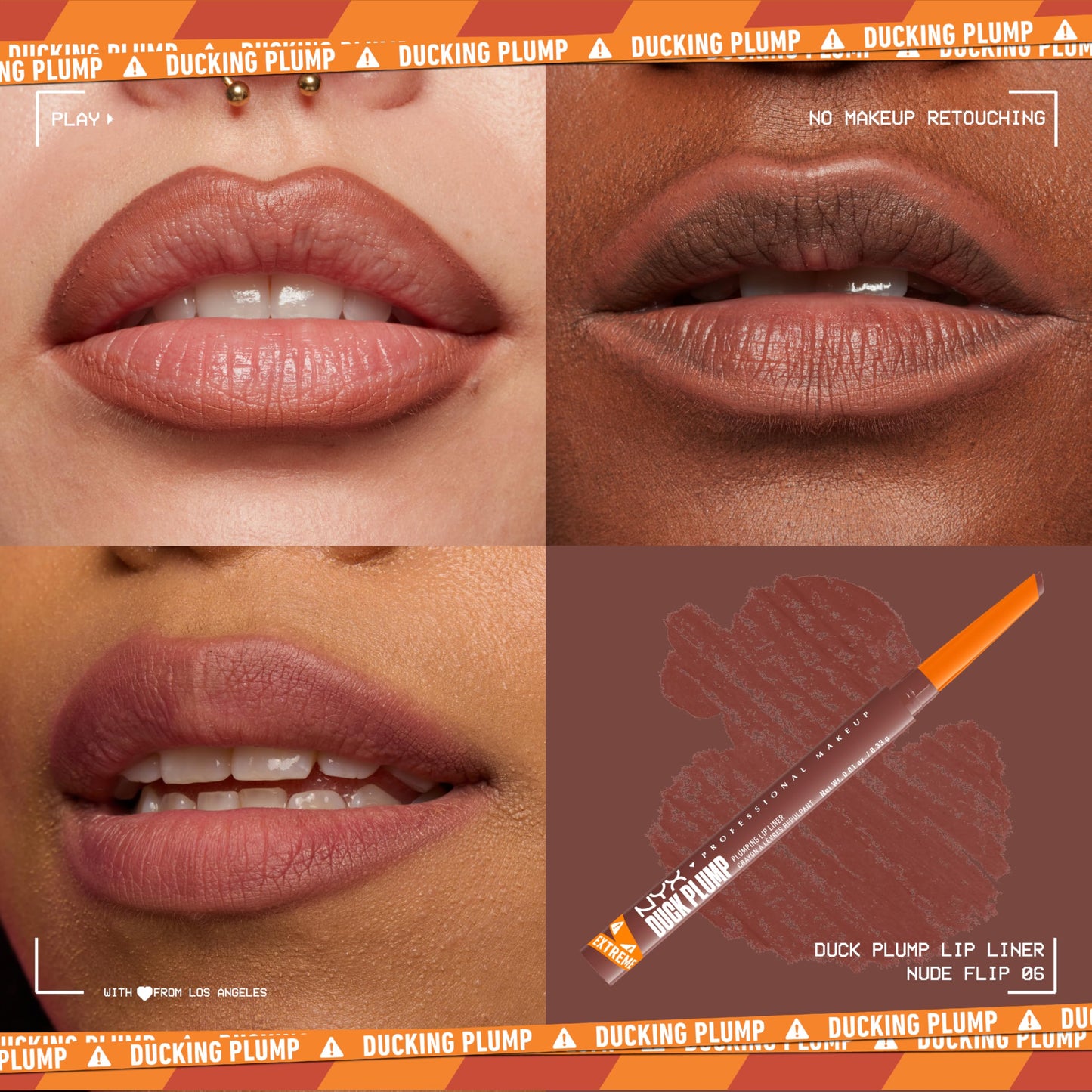NYX PROFESSIONAL MAKEUP Duck Plump Plumping Lip Liner, Matte Pencil With Up To 10HR Wear, Nude Flip (Nude Lip Liner)