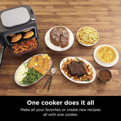 Ninja SFP700 Combi All-in-One Multicooker, Oven, & Air Fryer, 10-in-1 Functions, 15-Min Meals, Digital Display, Stainless Steel (Renewed), 14.92 x 15.43 x 13.11