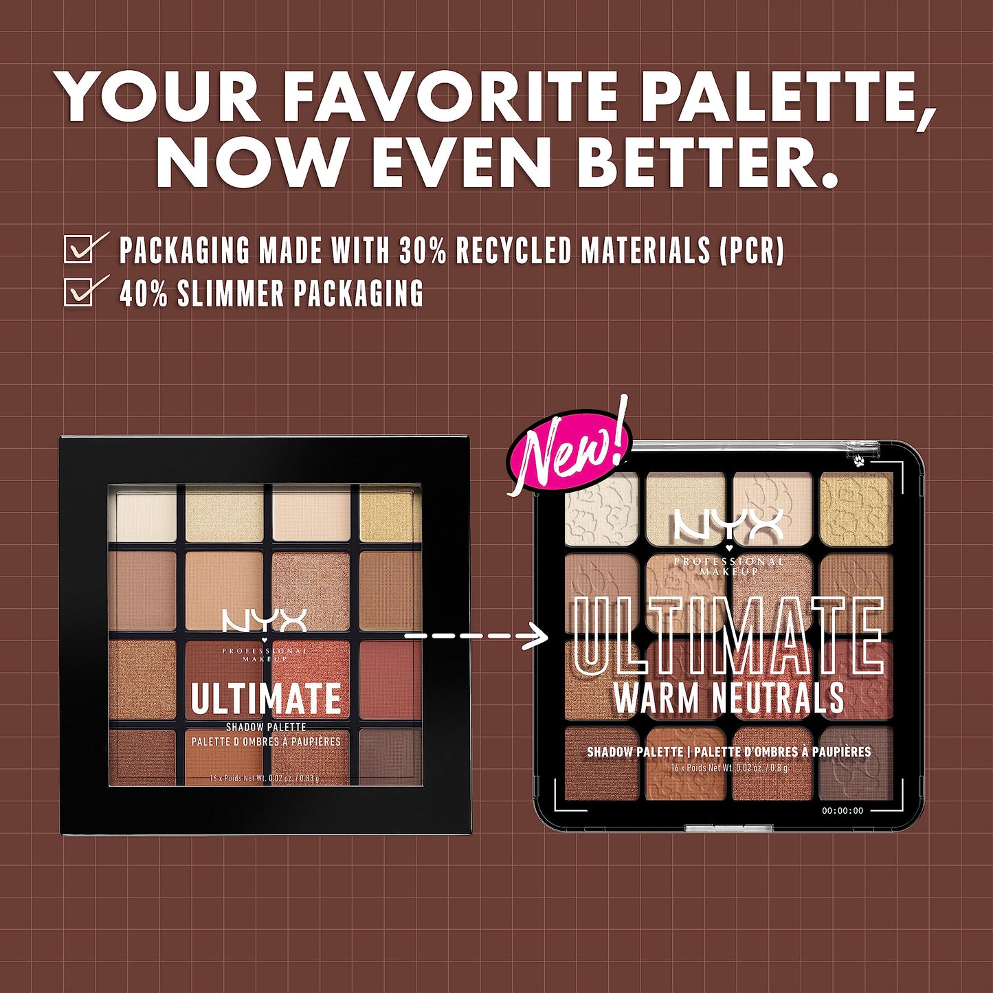 NYX PROFESSIONAL MAKEUP, Ultimate Shadow Palette, Eyeshadow Palette - Warm Neutrals