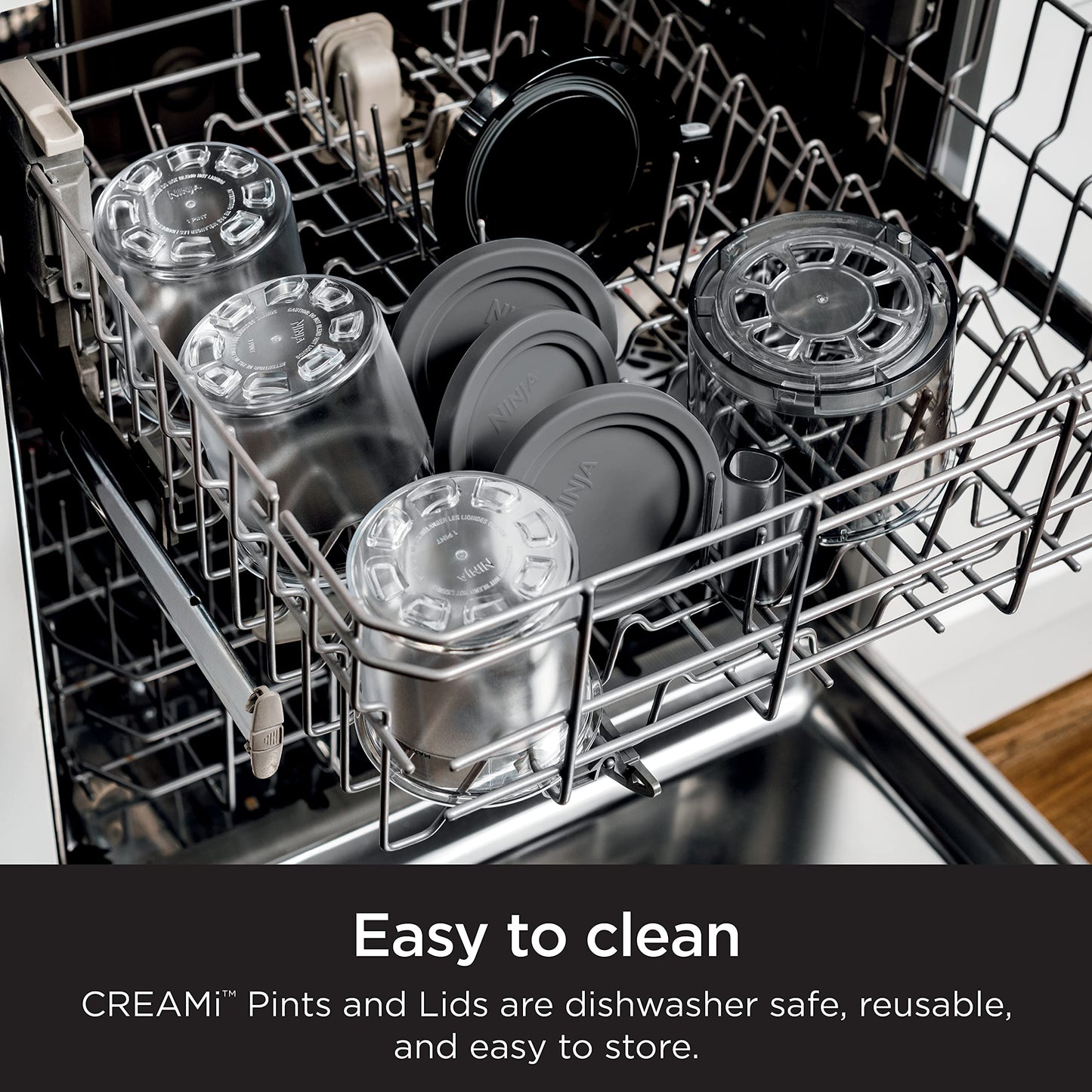 Ninja XSKPNTLD2C, Pints and Lids for CREAMi Ice Cream Maker, 2 Pack, Clear/Grey (Canadian Version)