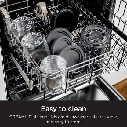 Ninja XSKPNTLD2C, Pints and Lids for CREAMi Ice Cream Maker, 2 Pack, Clear/Grey (Canadian Version)