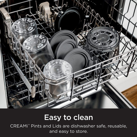 Ninja XSKPNTLD2C, Pints and Lids for CREAMi Ice Cream Maker, 2 Pack, Clear/Grey (Canadian Version)