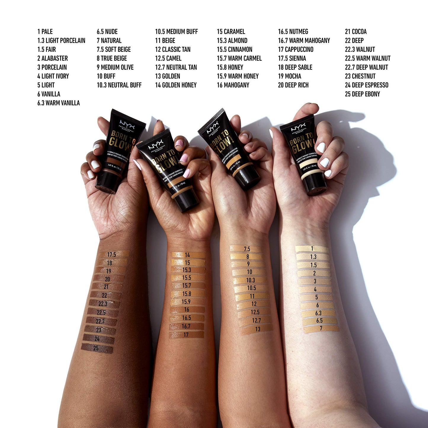 NYX PROFESSIONAL MAKEUP Born To Glow Naturally Radiant Foundation, Medium Coverage - Cocoa