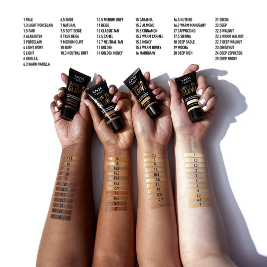 NYX PROFESSIONAL MAKEUP Born To Glow Naturally Radiant Foundation, Medium Coverage - Cocoa
