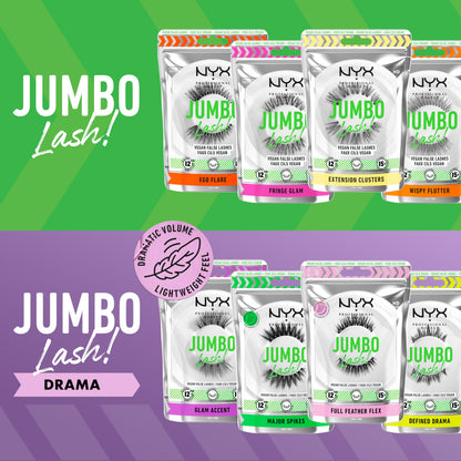 NYX PROFESSIONAL MAKEUP Jumbo Lash! Vegan False Eyelashes, Up to 12HR Wear, Reusable Fake Lashes - Glam Accent