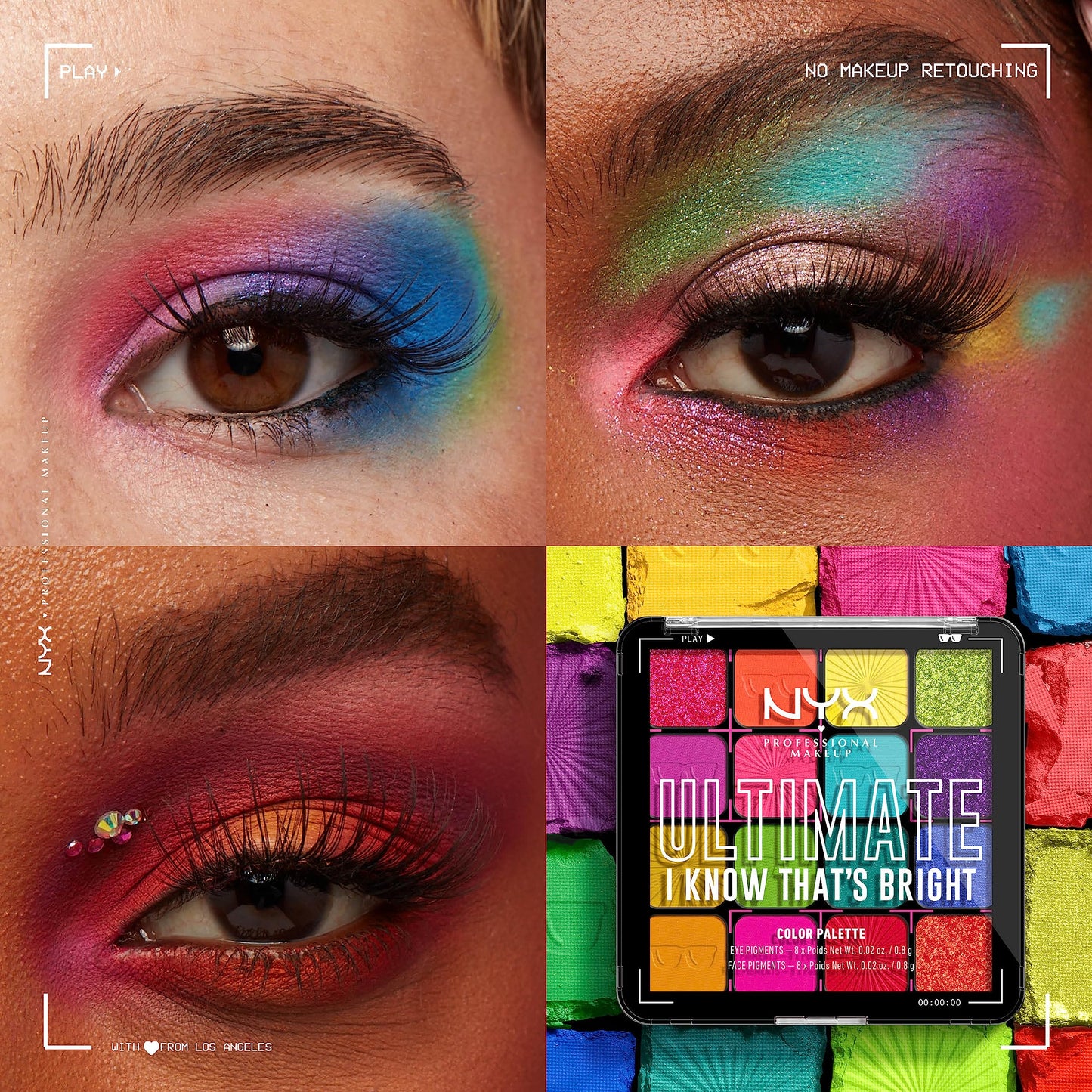 NYX PROFESSIONAL MAKEUP Ultimate Shadow Palette, Eyeshadow Palette - Brights